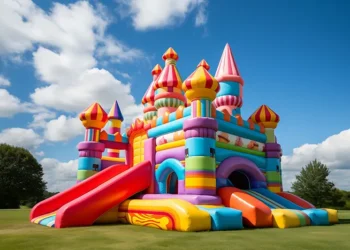 chateau-gonflable-est-installe-dans-ciel-bleu-lumineux location